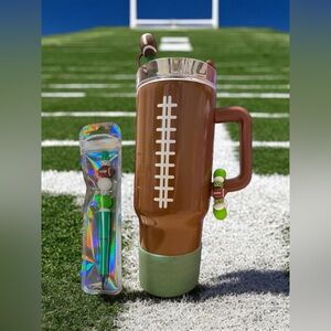 Football Stainless Steel Tumbler with accessories